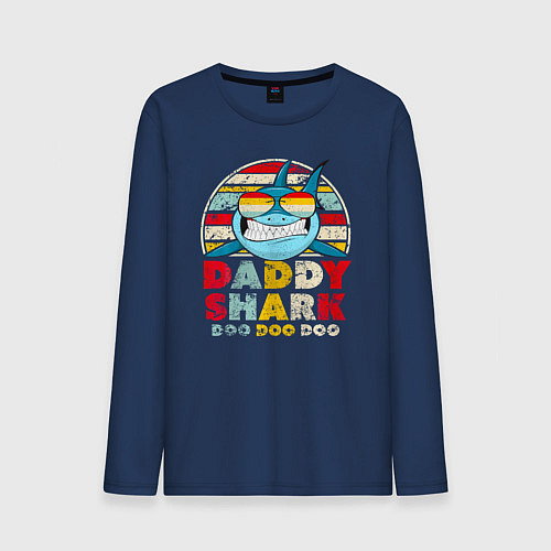 Мужской лонгслив Папка акула / Тёмно-синий – фото 1
