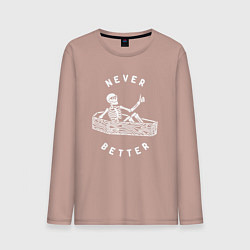Лонгслив хлопковый мужской Never better art, цвет: пыльно-розовый