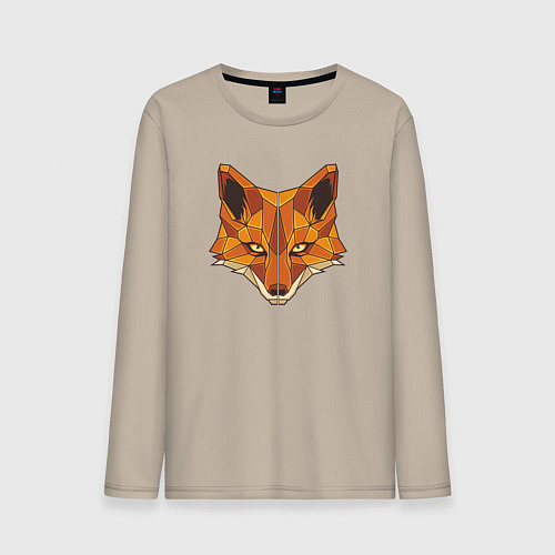 Мужской лонгслив Голова лисы-полигональ / Миндальный – фото 1