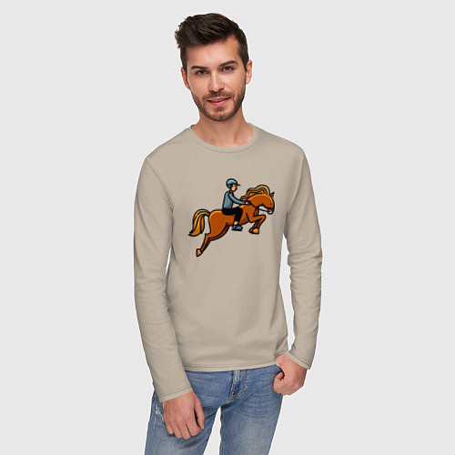 Мужской лонгслив Наездник на лошади / Миндальный – фото 3