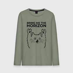 Лонгслив хлопковый мужской Bring Me the Horizon - rock cat, цвет: авокадо