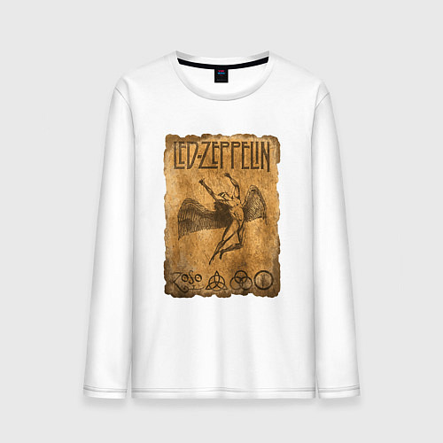 Мужской лонгслив Led zeppelin swan song logo / Белый – фото 1