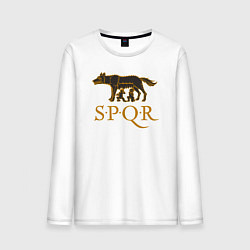 Лонгслив хлопковый мужской Капитолийская волчица SPQR, цвет: белый