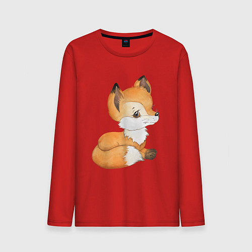 Мужской лонгслив Маленький лисенок арт / Красный – фото 1