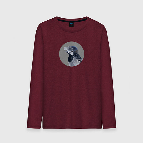 Мужской лонгслив Белая трясогузка / Меланж-бордовый – фото 1