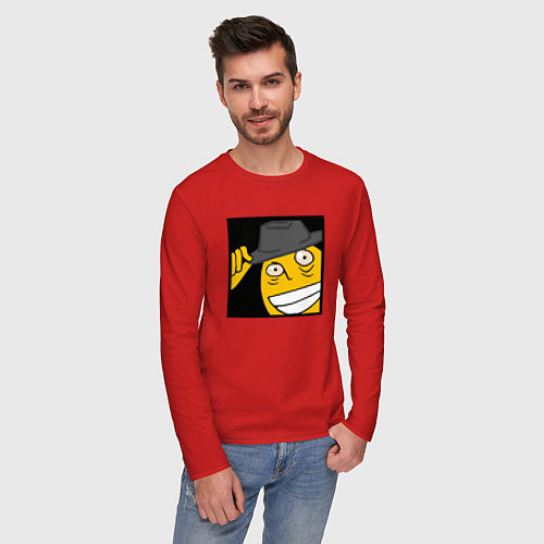 Мужской лонгслив Рофлан здарова / Красный – фото 3