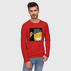 Лонгслив хлопковый мужской Рофлан здарова, цвет: красный — фото 2