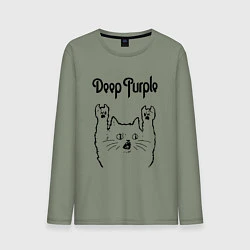 Лонгслив хлопковый мужской Deep Purple - rock cat, цвет: авокадо