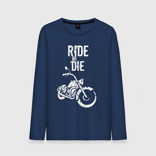 Мужской лонгслив Ride or Die винтаж / Тёмно-синий – фото 1