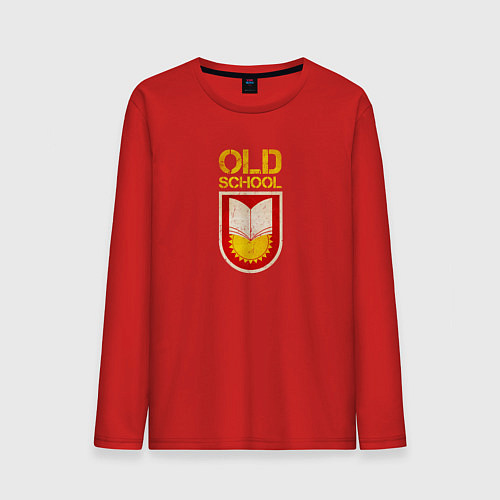 Мужской лонгслив Old School emblem / Красный – фото 1