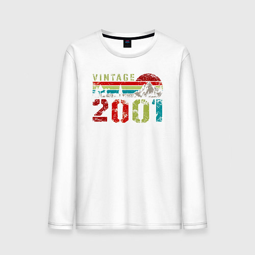 Мужской лонгслив Винтаж 2001 горный пейзаж / Белый – фото 1