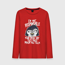Лонгслив хлопковый мужской Психованный пингвин, цвет: красный