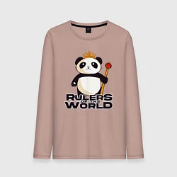 Лонгслив хлопковый мужской Панда - Правители Мира, цвет: пыльно-розовый