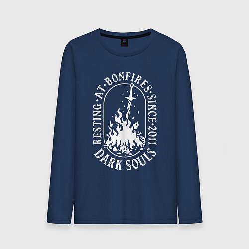 Мужской лонгслив Dark Souls костер / Тёмно-синий – фото 1