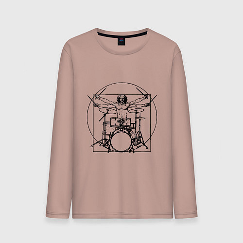 Мужской лонгслив Vitruvian drummer / Пыльно-розовый – фото 1