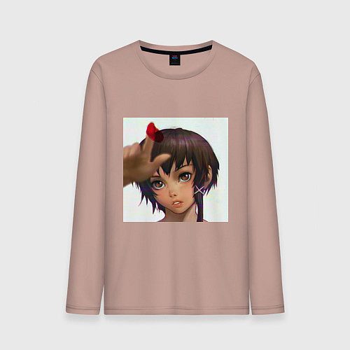 Мужской лонгслив Lain Эксперименты Лэйн / Пыльно-розовый – фото 1