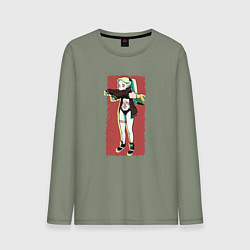 Лонгслив хлопковый мужской Ребекка Cyberpunk Edgerunner, цвет: авокадо