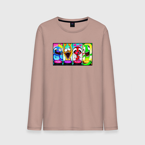 Мужской лонгслив Радужные друзья персонажи / Пыльно-розовый – фото 1