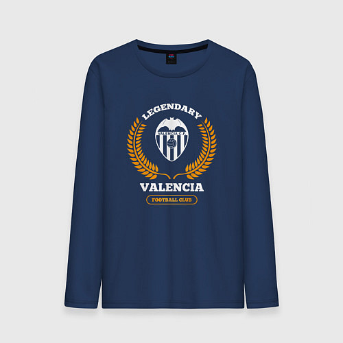 Мужской лонгслив Лого Valencia и надпись legendary football club / Тёмно-синий – фото 1