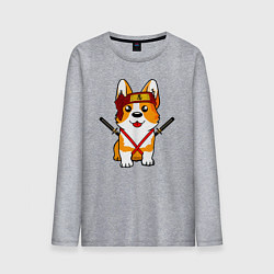 Мужской лонгслив Корги - самурай