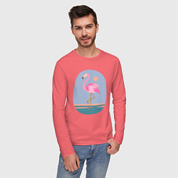 Лонгслив хлопковый мужской Фламинго, цвет: коралловый — фото 2