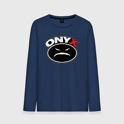 Лонгслив хлопковый мужской Onyx - black logo, цвет: тёмно-синий