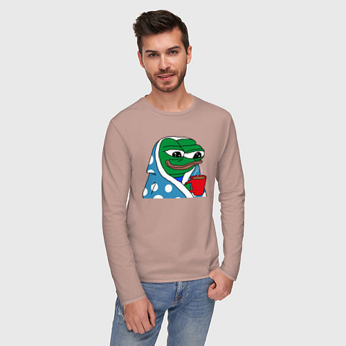 Мужской лонгслив Frog Pepe мем / Пыльно-розовый – фото 3