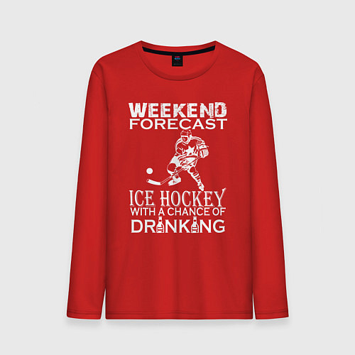 Мужской лонгслив Прогноз на выходные - хоккей и выпить / Красный – фото 1