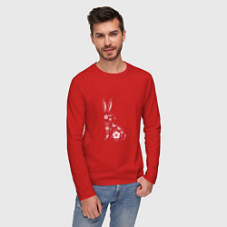 Лонгслив хлопковый мужской Красный заяц, цвет: красный — фото 2