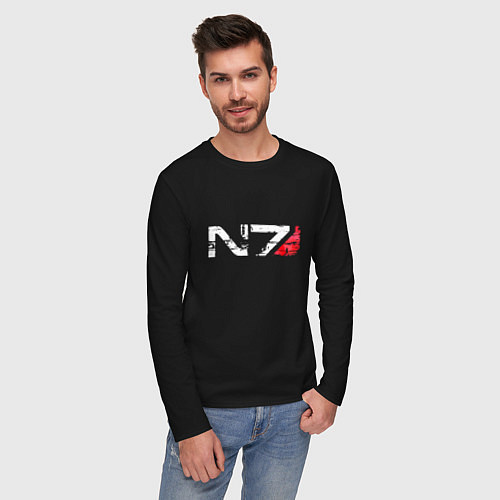 Мужской лонгслив Mass Effect N7 - Logotype / Черный – фото 3