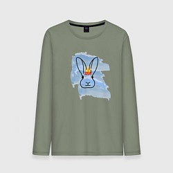 Лонгслив хлопковый мужской Водяной кролик- символ Нового 2023 года, цвет: авокадо