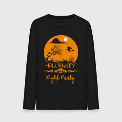 Лонгслив хлопковый мужской Добро пожаловать на halloween night party, цвет: черный