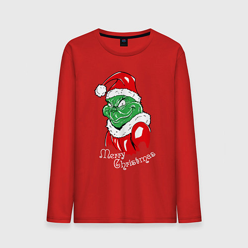 Мужской лонгслив Merry Christmas, Santa Claus Grinch / Красный – фото 1