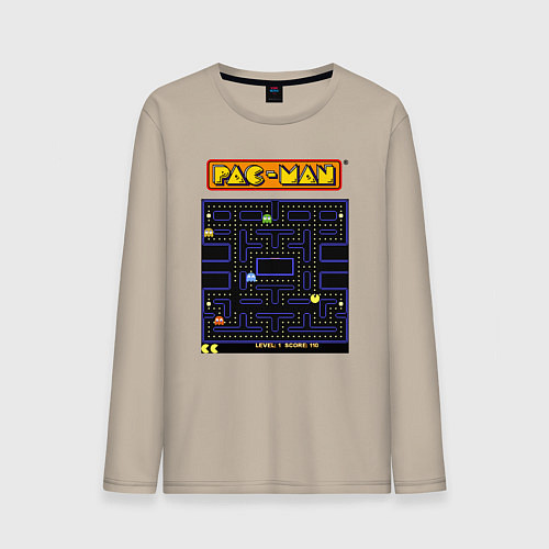 Мужской лонгслив Pac-Man на ZX-Spectrum / Миндальный – фото 1