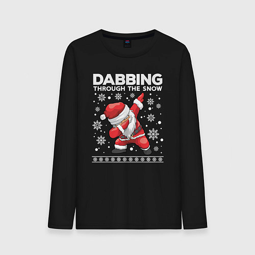 Мужской лонгслив Dabbing Santa, through the snow / Черный – фото 1