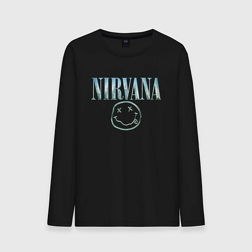 Мужской лонгслив Nirvana - смайлик / Черный – фото 1