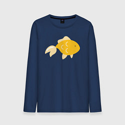 Лонгслив хлопковый мужской Золотая рыбкa, цвет: тёмно-синий