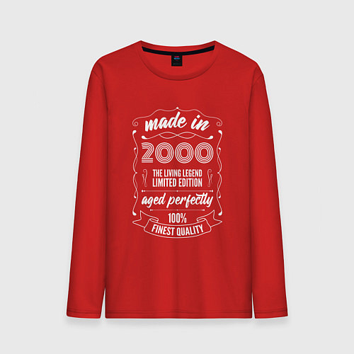 Мужской лонгслив Made in 2000 retro old school / Красный – фото 1
