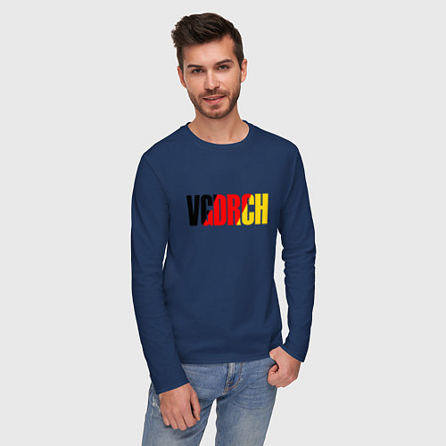 Мужской лонгслив Поклонник немецких автомобилей / Тёмно-синий – фото 3
