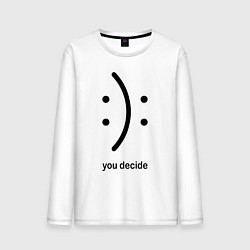 Лонгслив хлопковый мужской Уou decide, sad or cheerful, цвет: белый