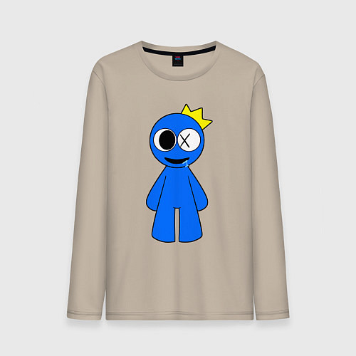 Мужской лонгслив Радужные друзья Синий улыбается / Миндальный – фото 1