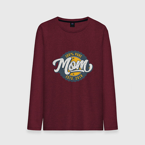 Мужской лонгслив 100 Pure Mom / Меланж-бордовый – фото 1