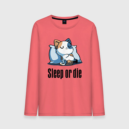 Мужской лонгслив Sleep or die - motto / Коралловый – фото 1