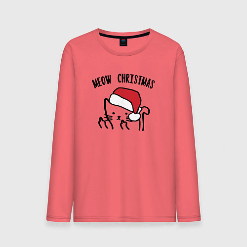 Мужской лонгслив Поздравление от кота / Коралловый – фото 1
