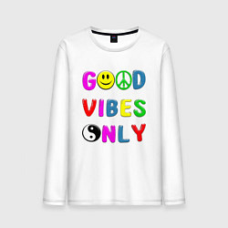 Лонгслив хлопковый мужской Good vibes only, цвет: белый