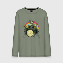 Мужской лонгслив Зомби кот барабанщик