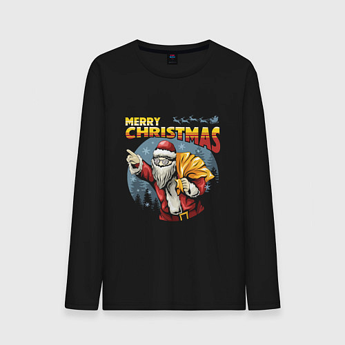 Мужской лонгслив Санта Клаус / Черный – фото 1