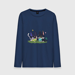 Лонгслив хлопковый мужской Котики Сайно и Тигнари, цвет: тёмно-синий