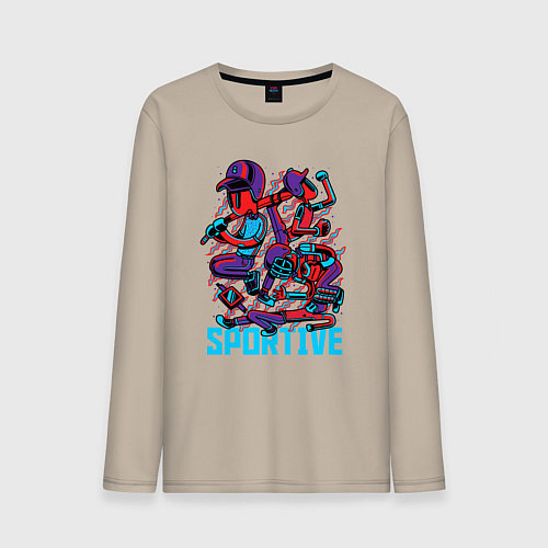 Мужской лонгслив Человечки бейсболисты / Миндальный – фото 1