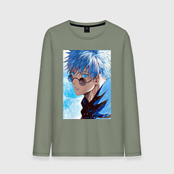 Лонгслив хлопковый мужской Сатору Годжо в очках - Jujutsu kaisen, цвет: авокадо